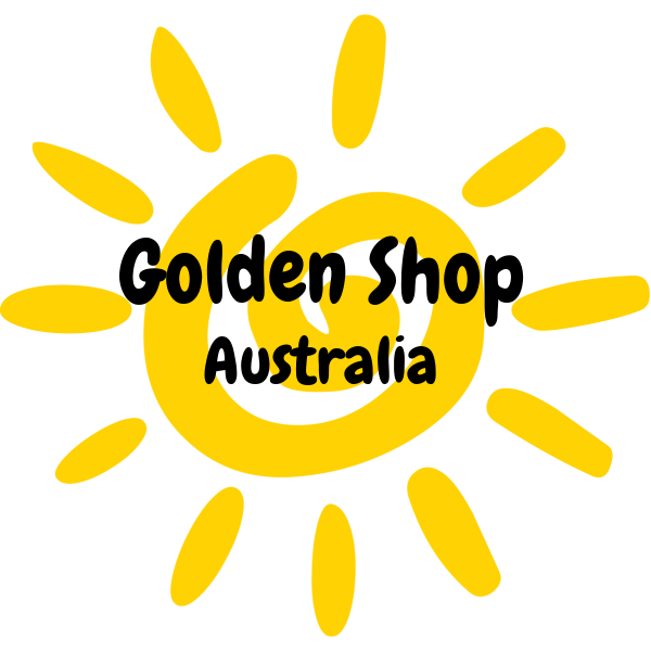 Golden Shop Australia golden sun logo with black lettering