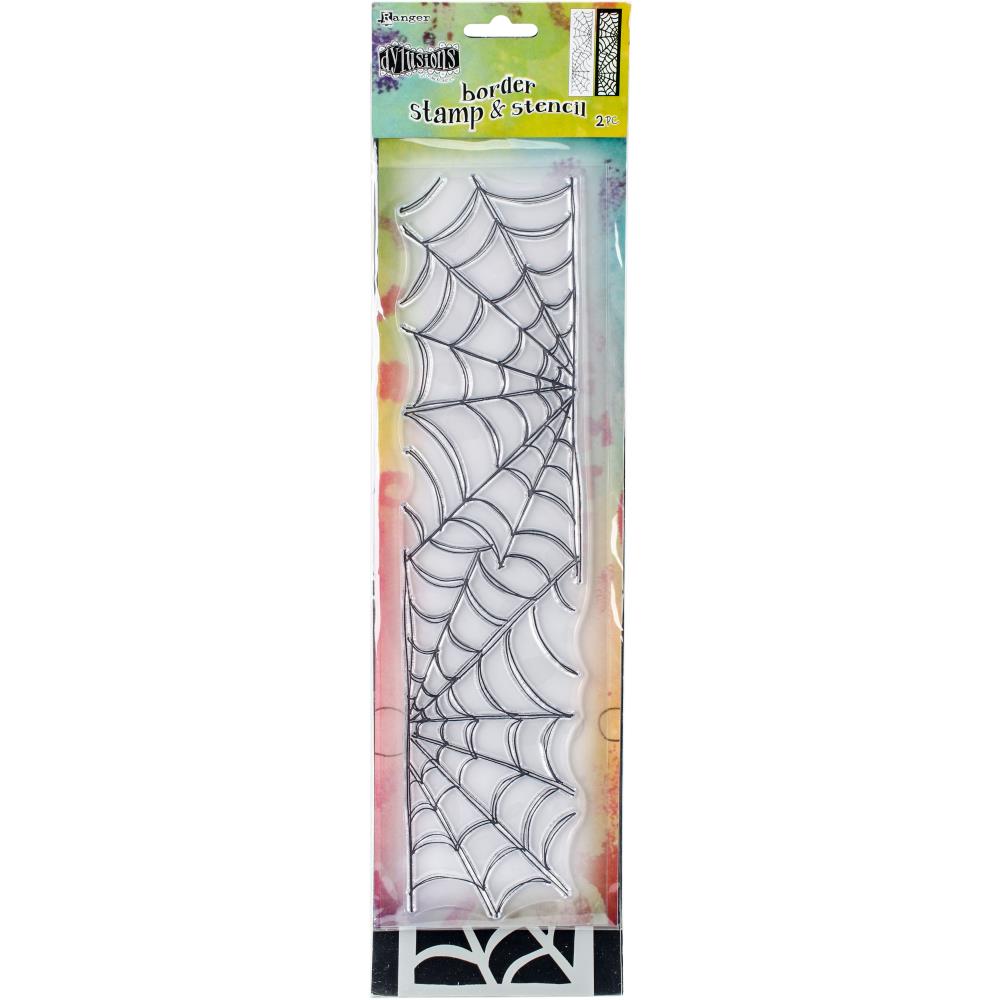 Dylusions Cobweb Large Border Clear Stamp & Stencil Set - 2pc