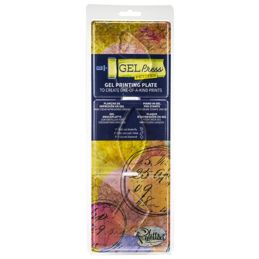 Gel Press Petites Printing Plates Butterfly Leaf/Petal Diamond 3pc