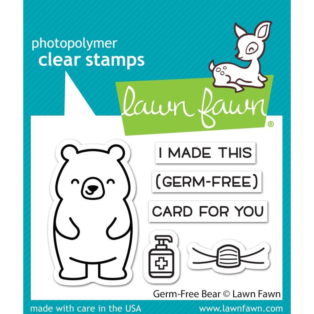 Lawn Fawn Germ Free Bear Photopolymer Clear Stamps 6pc LF2462