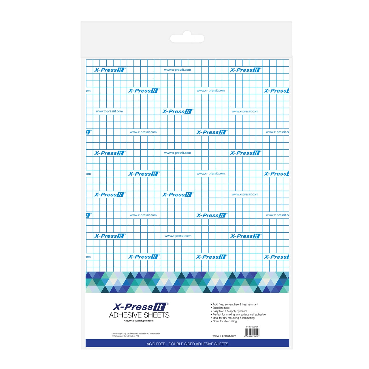 X-Press It Double Sided Tape Adhesive A3 Sheets 5 pack