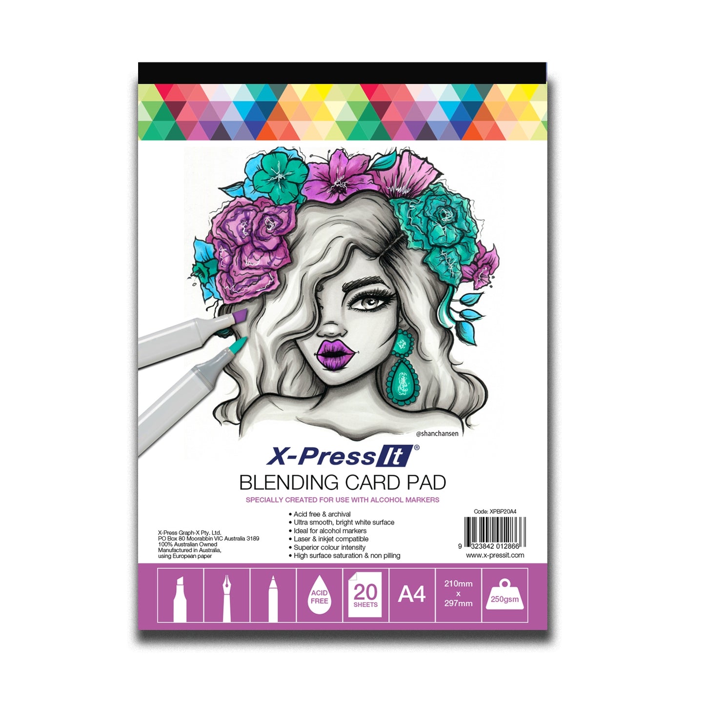 X-Press It Blending Card Pad A4 250gsm 20 Sheets White Ultra smooth