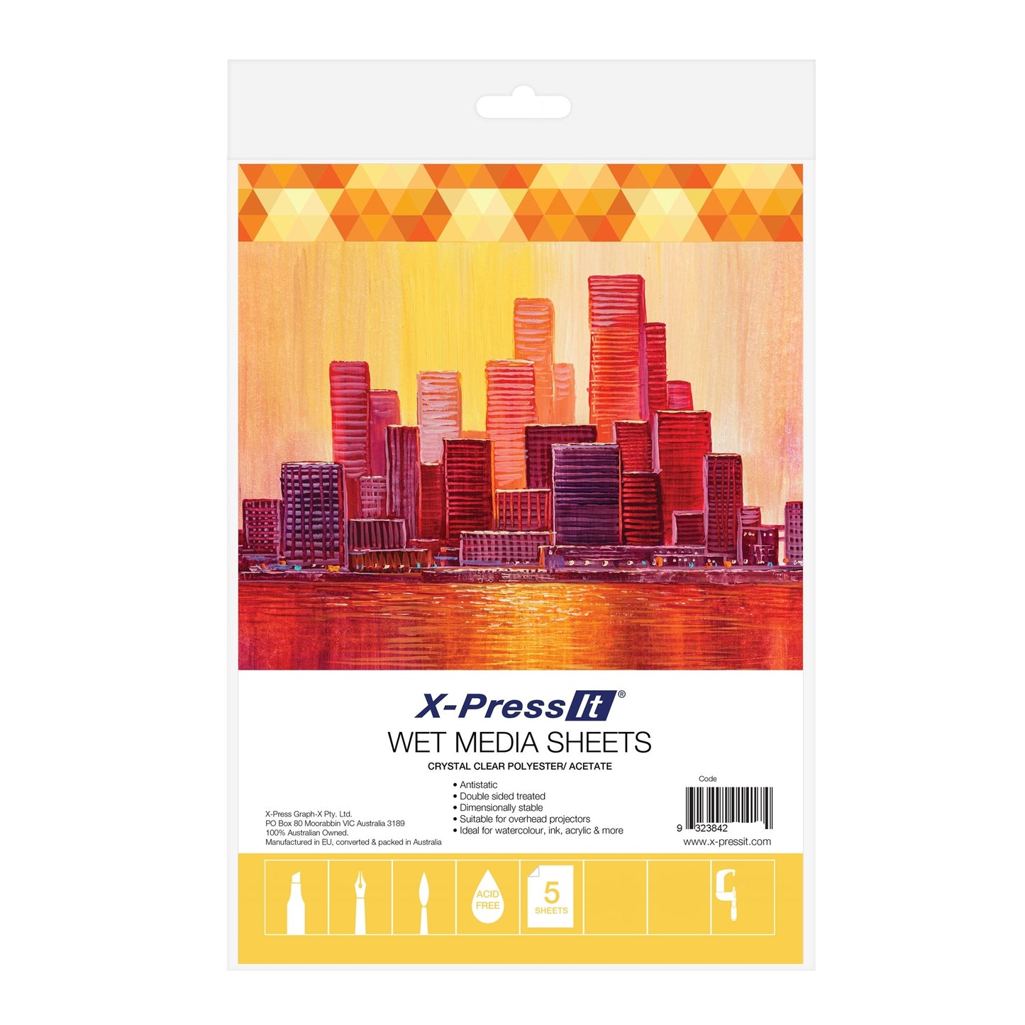X-Press It Wet Media Sheets Clear A3 Polyester/Acetate - 100 micron 5 Sheets Pack