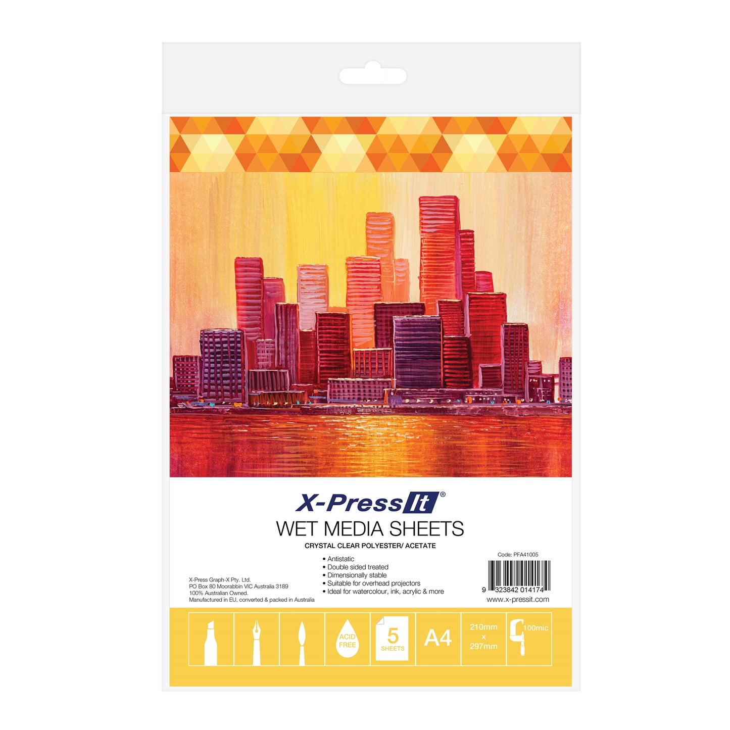 X-Press It Wet Media Sheets Clear A4 Polyester/Acetate - 100 micron 5 Sheets Pack