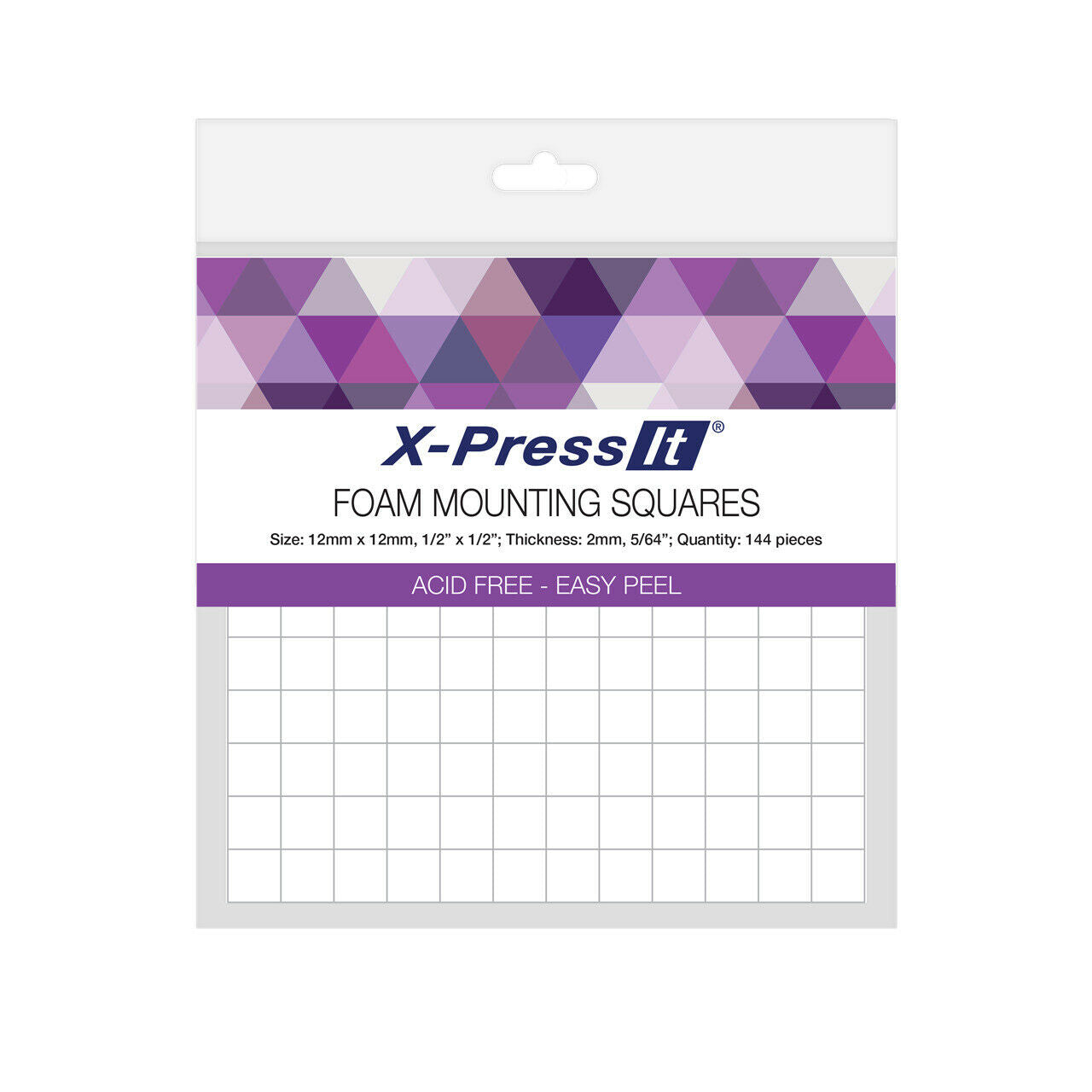 X-Press It Foam Mounting Squares 12mm x 12mm x 2mm - 144 pcs