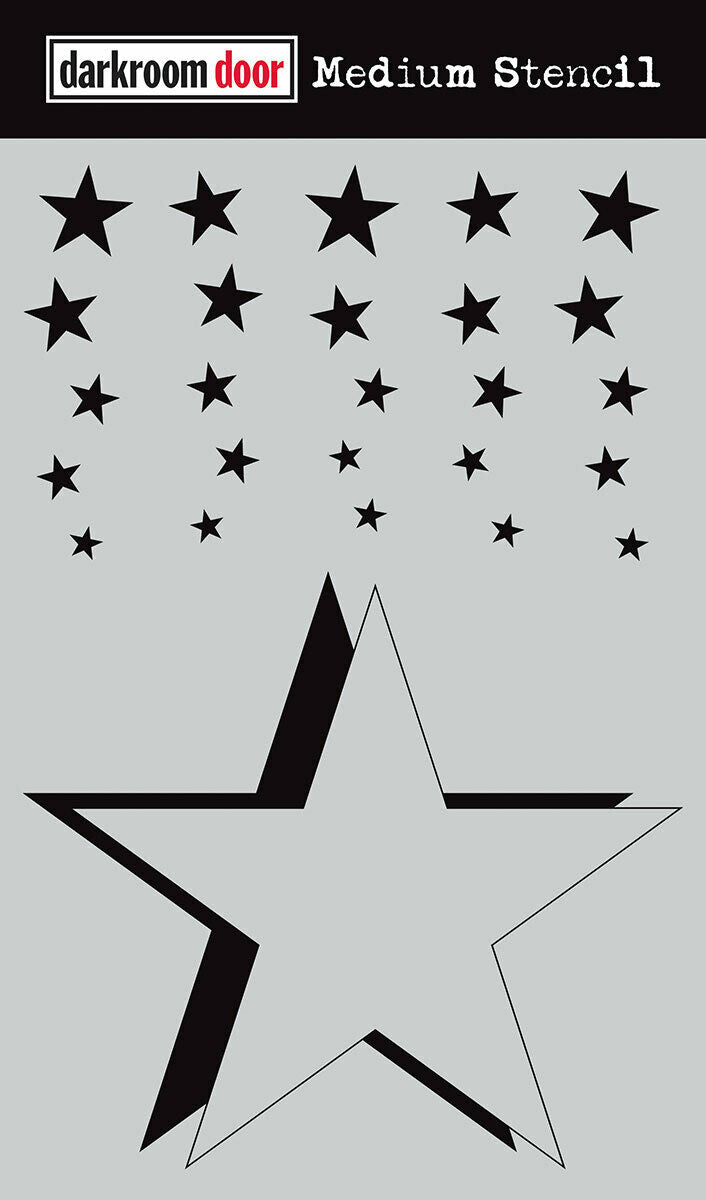 Darkroom Door Medium Stencil Cascading Stars 9" x 6" Plastic