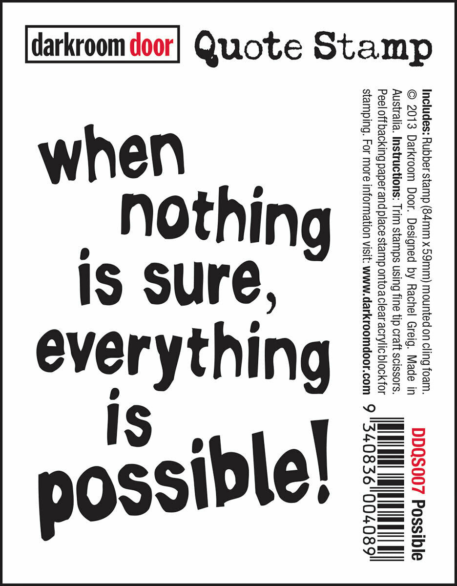 Darkroom Door Quote Rubber Stamp Possible 59mm x 84mm