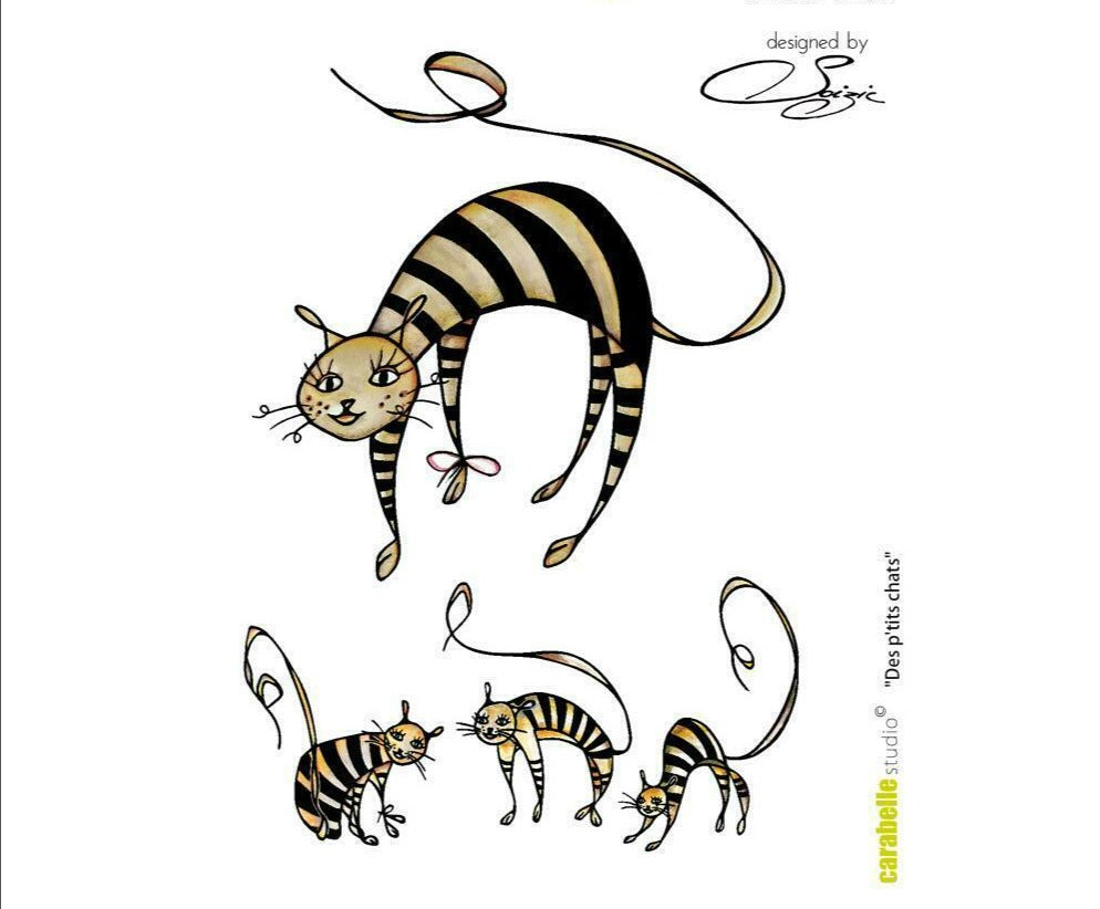 Carabelle Studio Little Cats Cling Rubber Stamps - 2pc