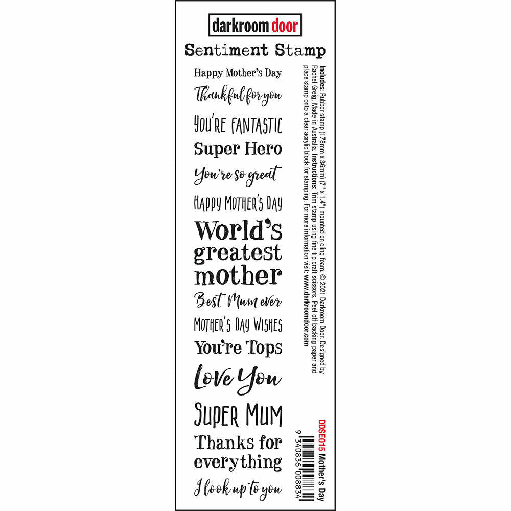 Darkroom Door Sentiment Rubber Stamp Mother's Day 36mm x 178mm