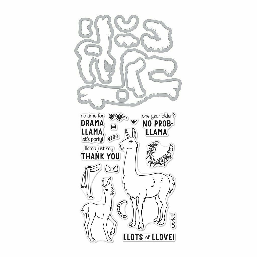 Hero Arts Llama Clear Stamps and Dies Stamp & Cut 15 Stamps 9 Dies