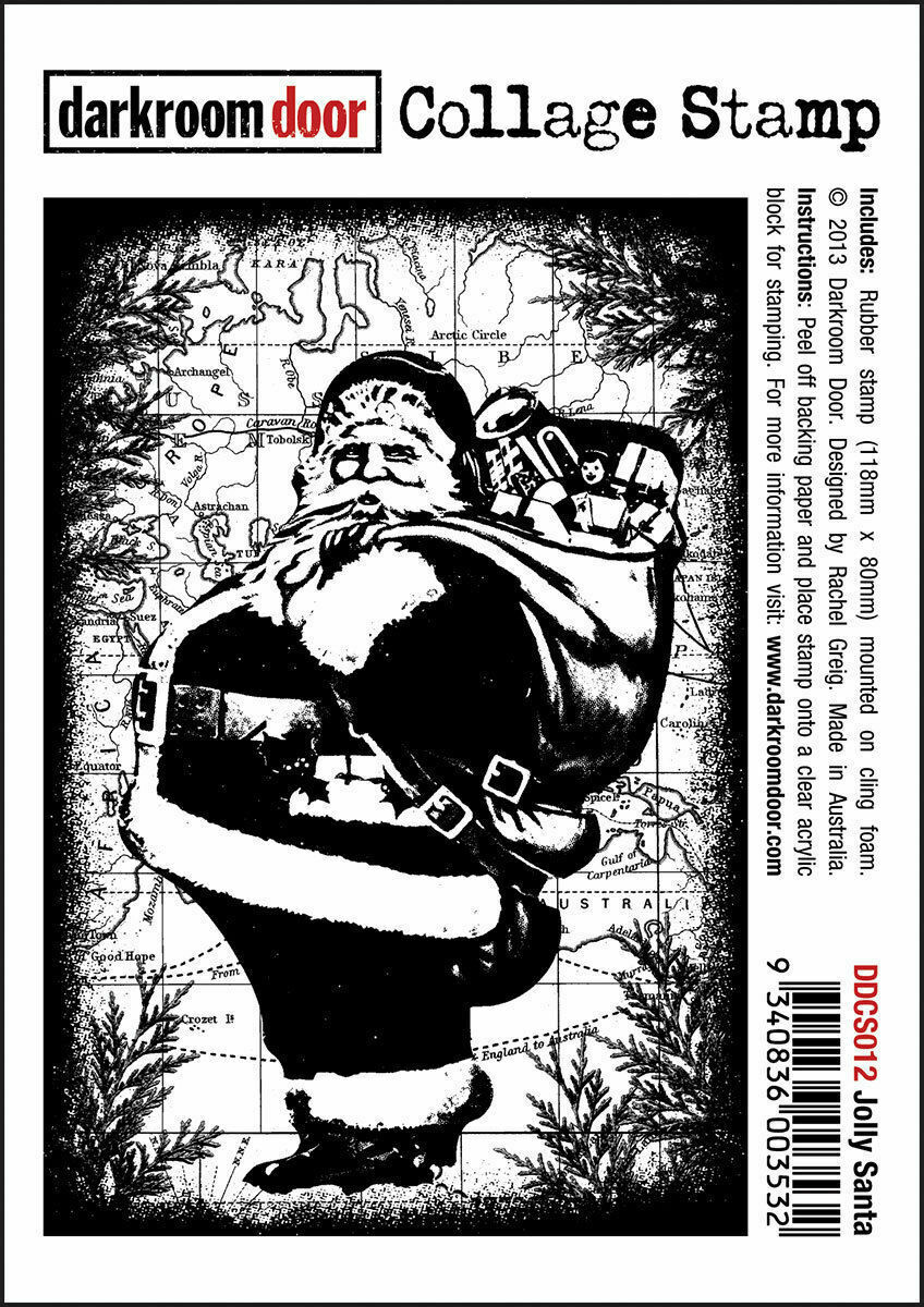 Darkroom Door Collage Rubber Stamp Jolly Santa 118mm x 80mm