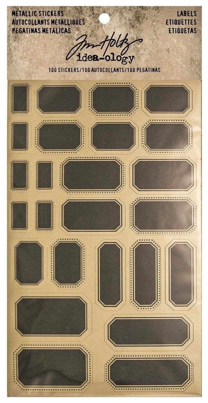 Tim Holtz idea-ology Metallic Finish Stickers Labels Gold Silver 100 stickers