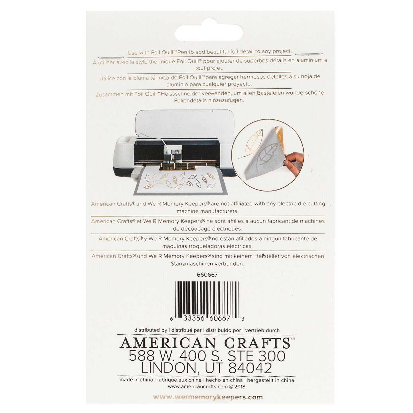 We R Memory Keepers Foil Quill Heat Activated Sheets Gold Finch 4" x 6" - 30pc