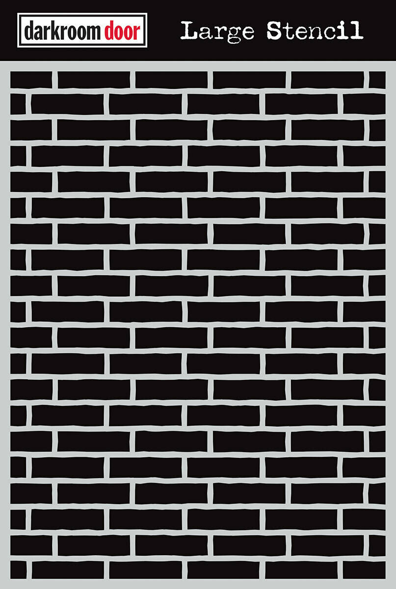 Darkroom Door Large Stencil Brick Wall 9 x 12 inch Plastic
