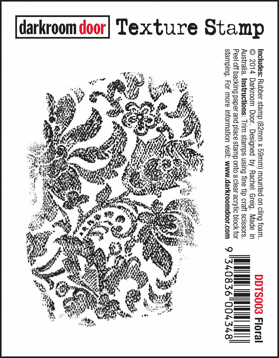 Darkroom Door Texture Rubber Stamp Floral 59mm x 82mm