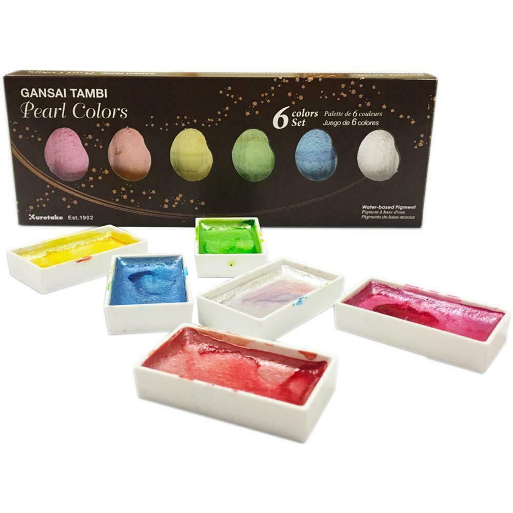 Kuretake Gansai Tambi Pearl Colours Watercolours 6 Color Set