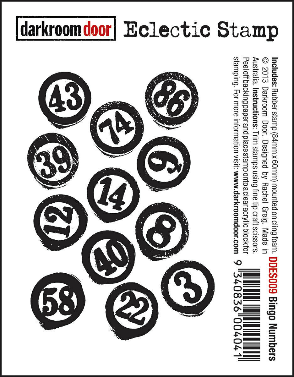 Darkroom Door Eclectic Rubber Stamp Bingo Numbers