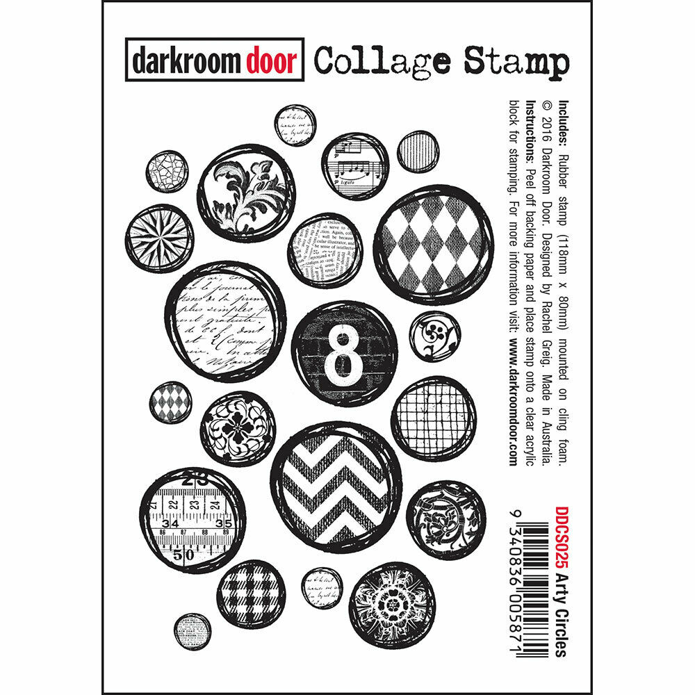 Darkroom Door Collage Rubber Stamp Arty Circles 118mm x 80mm