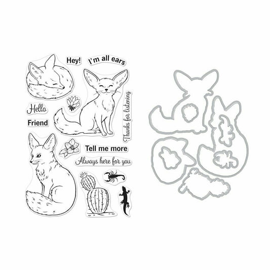 Hero Arts Fennec The Fox Clear Stamps and Dies Combo 15 Stamps 8 Dies