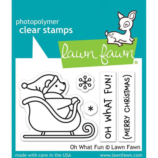 Lawn Fawn Clear Stamps Set Oh What Fun Christmas 5pc Made in USA