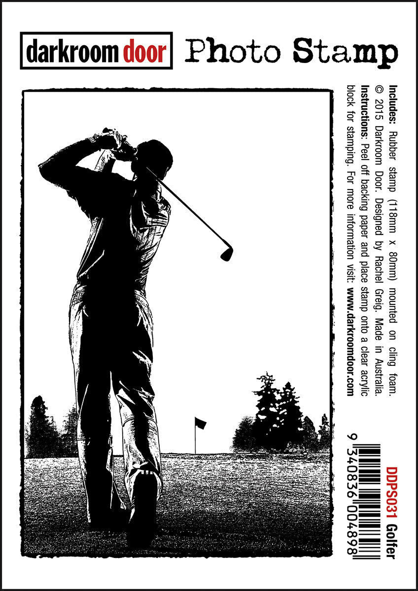 Darkroom Door Photo Rubber Stamp Golfer - 118mm x 80mm