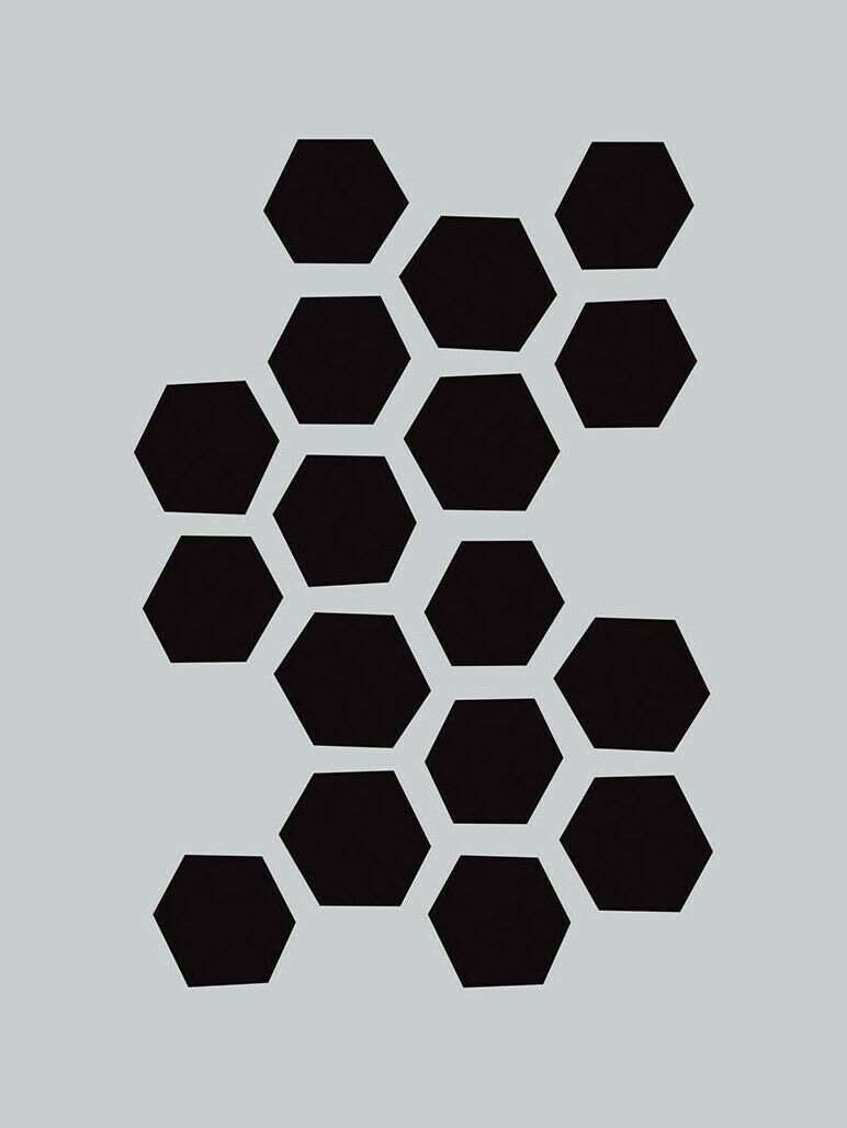 Darkroom Door Small Stencil Arty Hexagons 4.5in x 6in Plastic