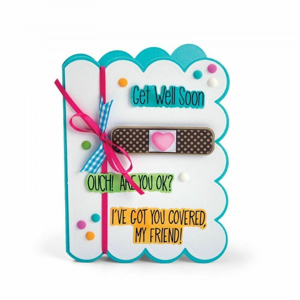 Sizzix Get Well Soon Framelits with Clear Stamps 4 Dies plus 7 Stamps