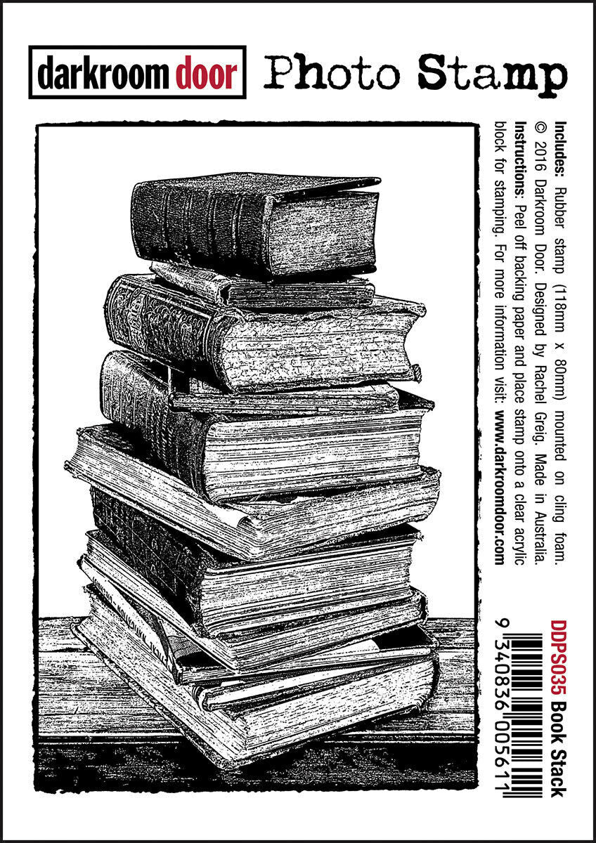 Darkroom Door Photo Rubber Stamp Book Stack - 118mm x 80mm