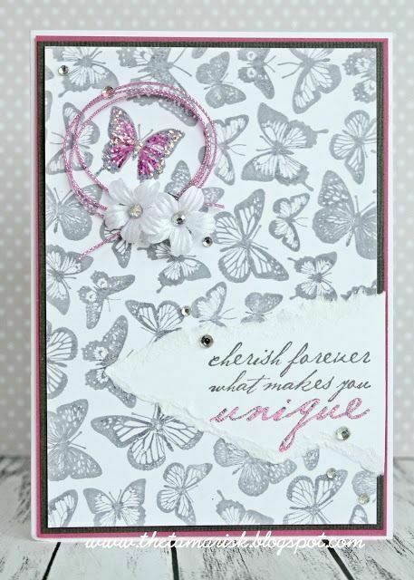 Darkroom Door Background Rubber Stamp Butterflies 110mm x 155mm