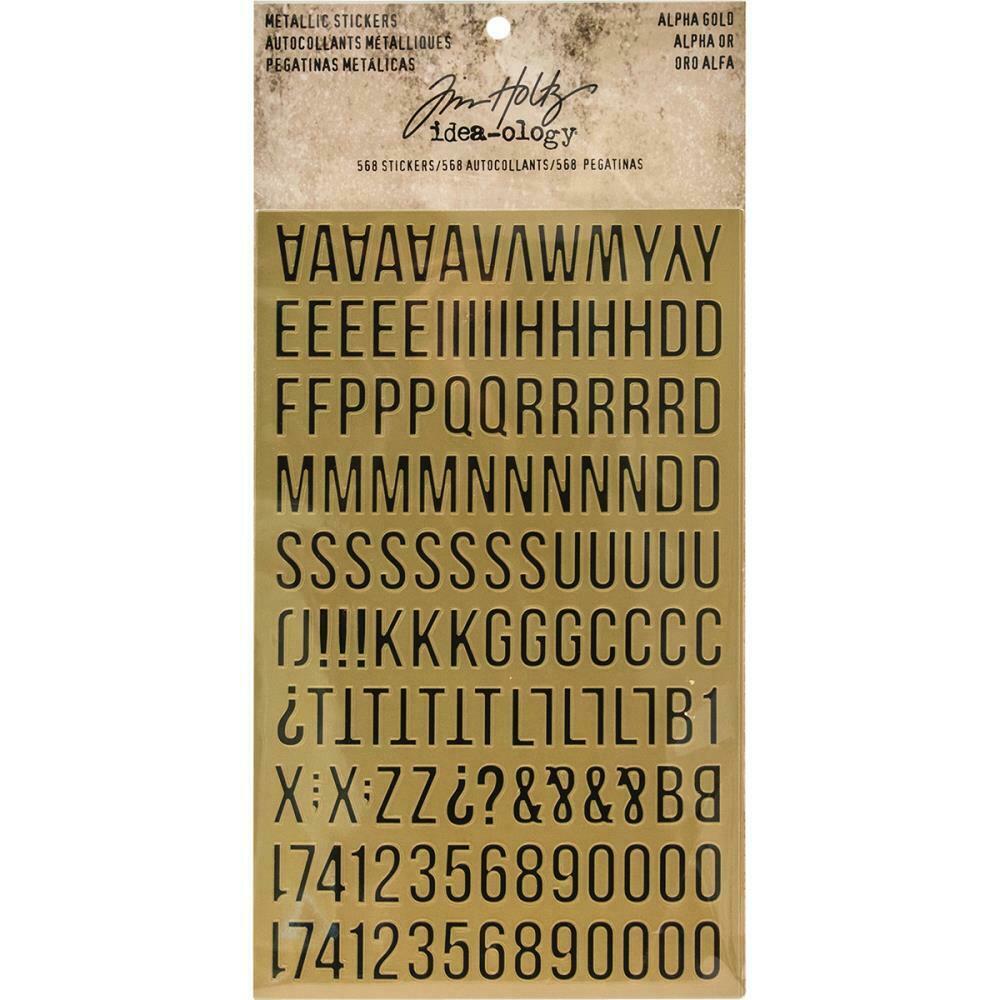 Tim Holtz idea-ology Metallic Finish Stickers Alphabet Gold 568 Stickers