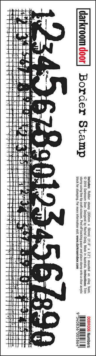Darkroom Door Border Rubber Stamp Numbers 300mm x 56mm