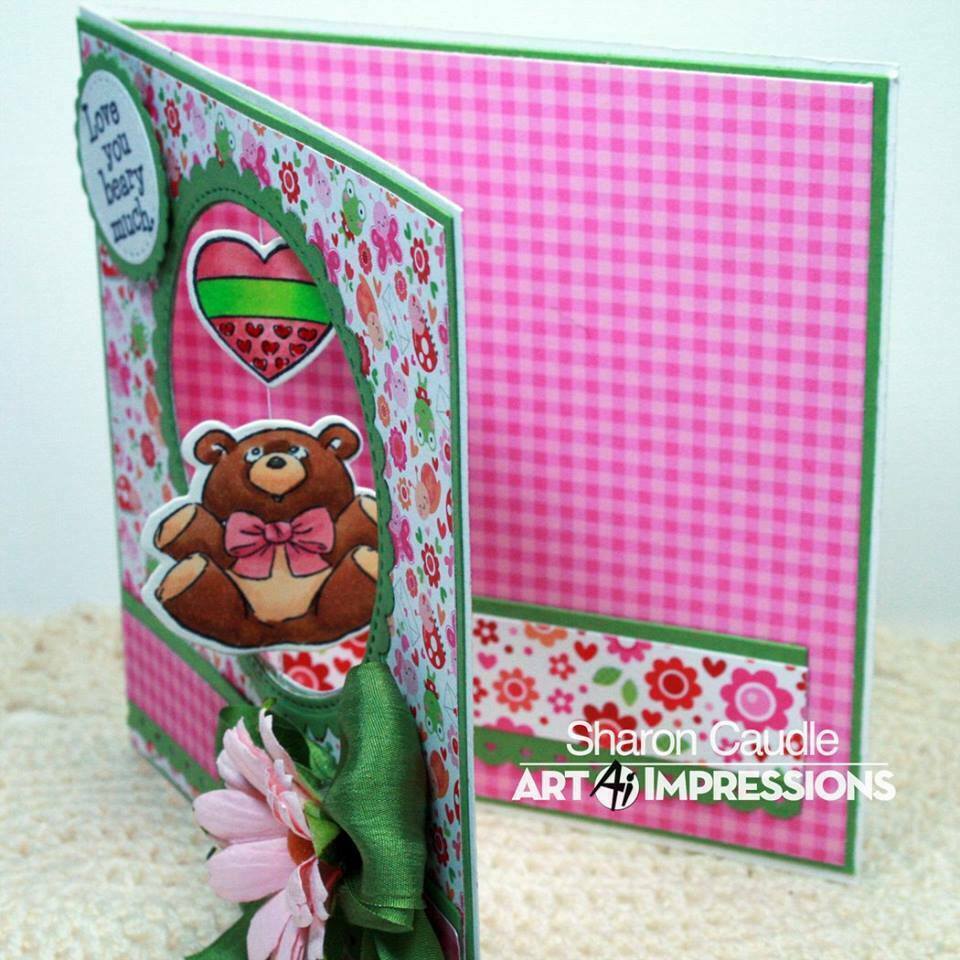 Art Impressions Mini Bear Spinner Set Rubber Cling Stamps and Dies 6pc