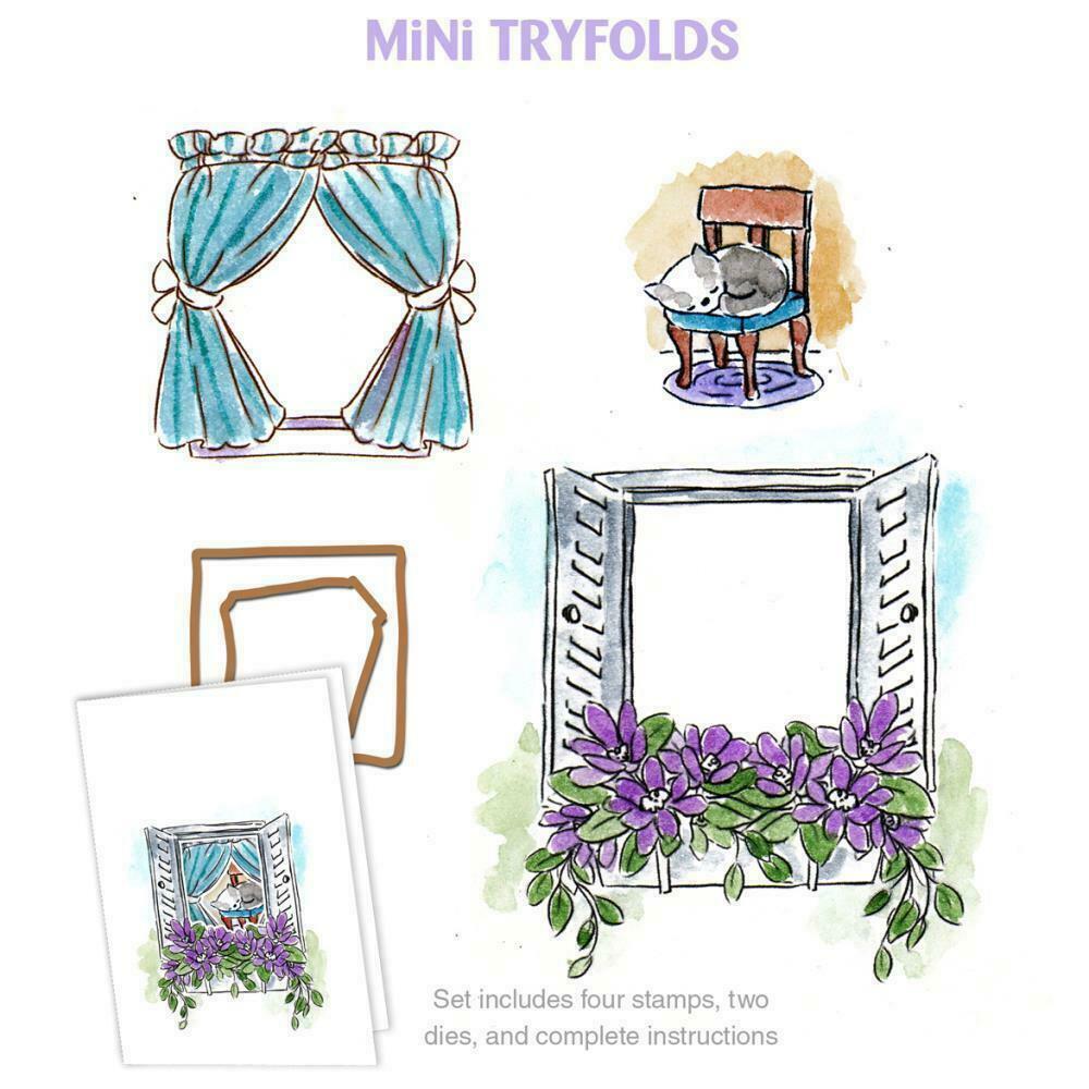 Art Impressions Mini TryFolds Garden Window Cling Rubber Stamps & Dies 6pc