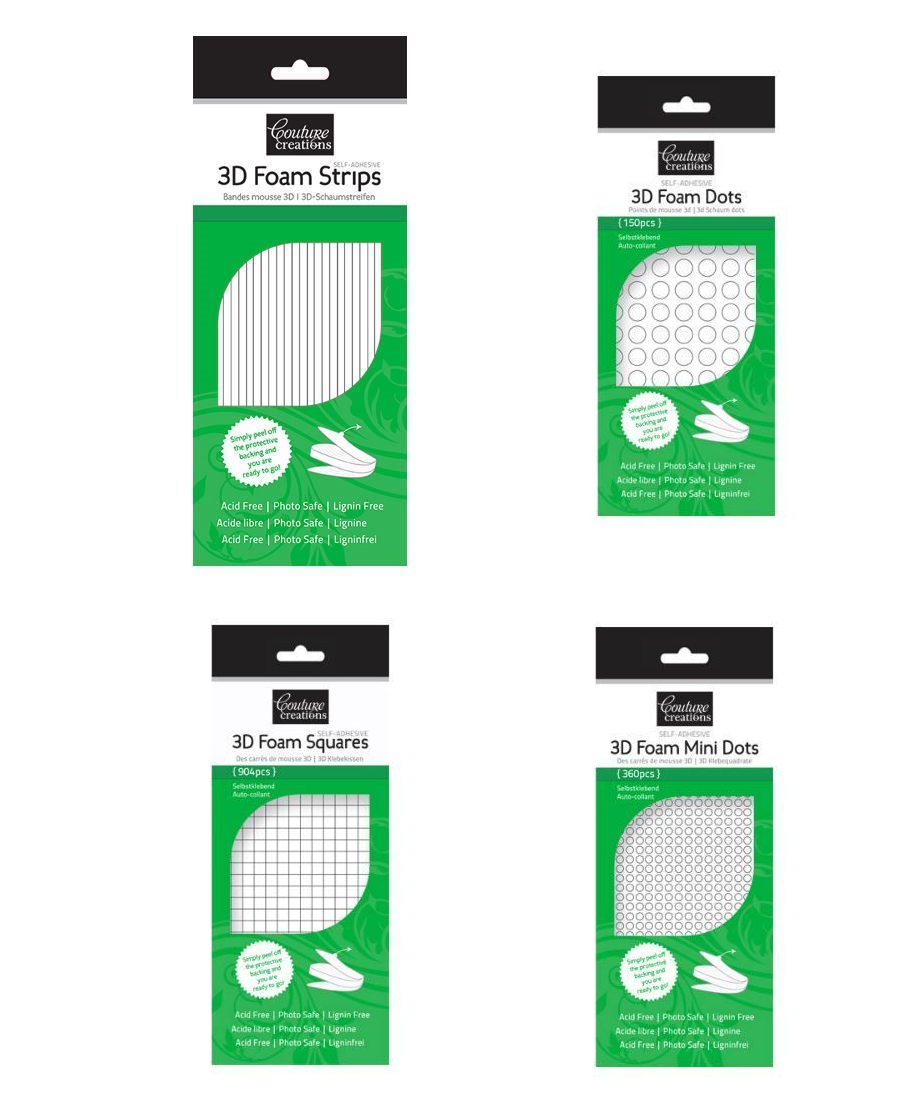 Couture Creations Self Adhesive 3D Foam Dots Squares or Strips