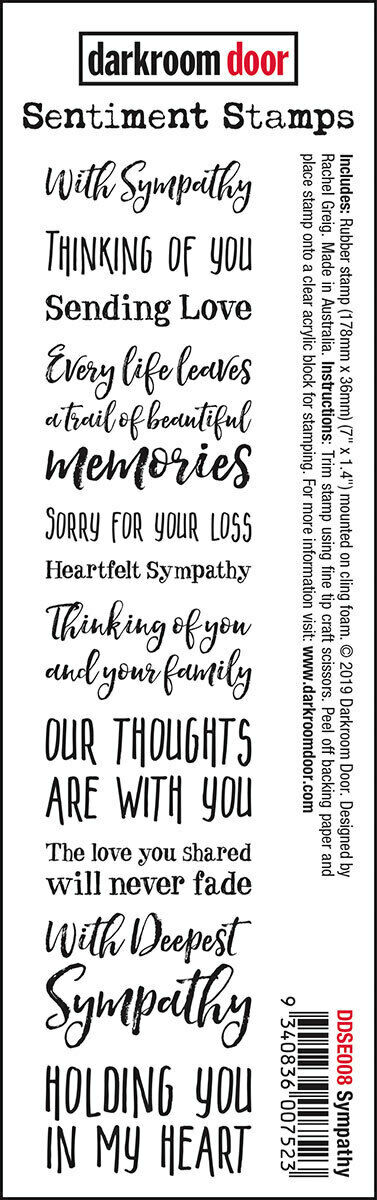 Darkroom Door Sentiment Rubber Stamp Sympathy 36mm x 178mm