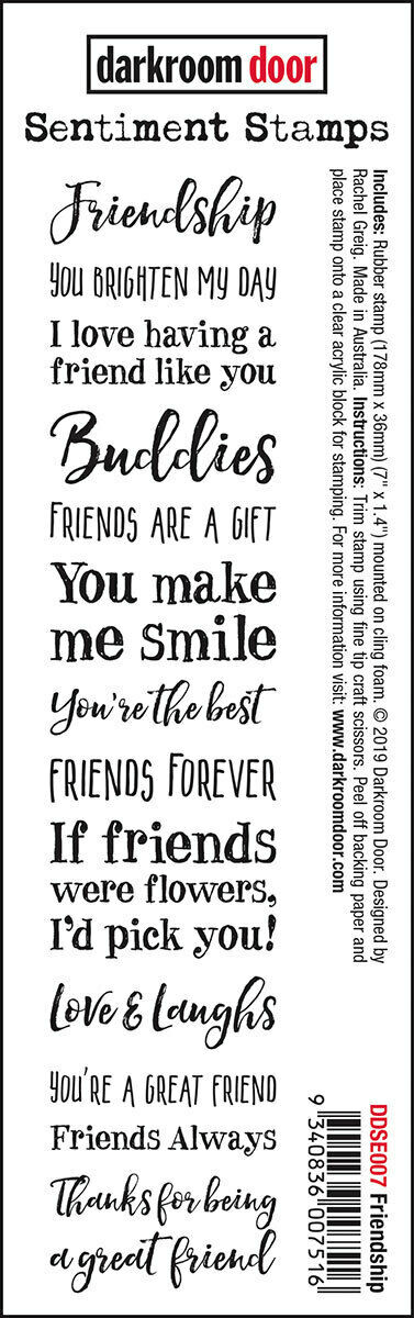 Darkroom Door Sentiment Rubber Stamp Friendship 36mm x 178mm