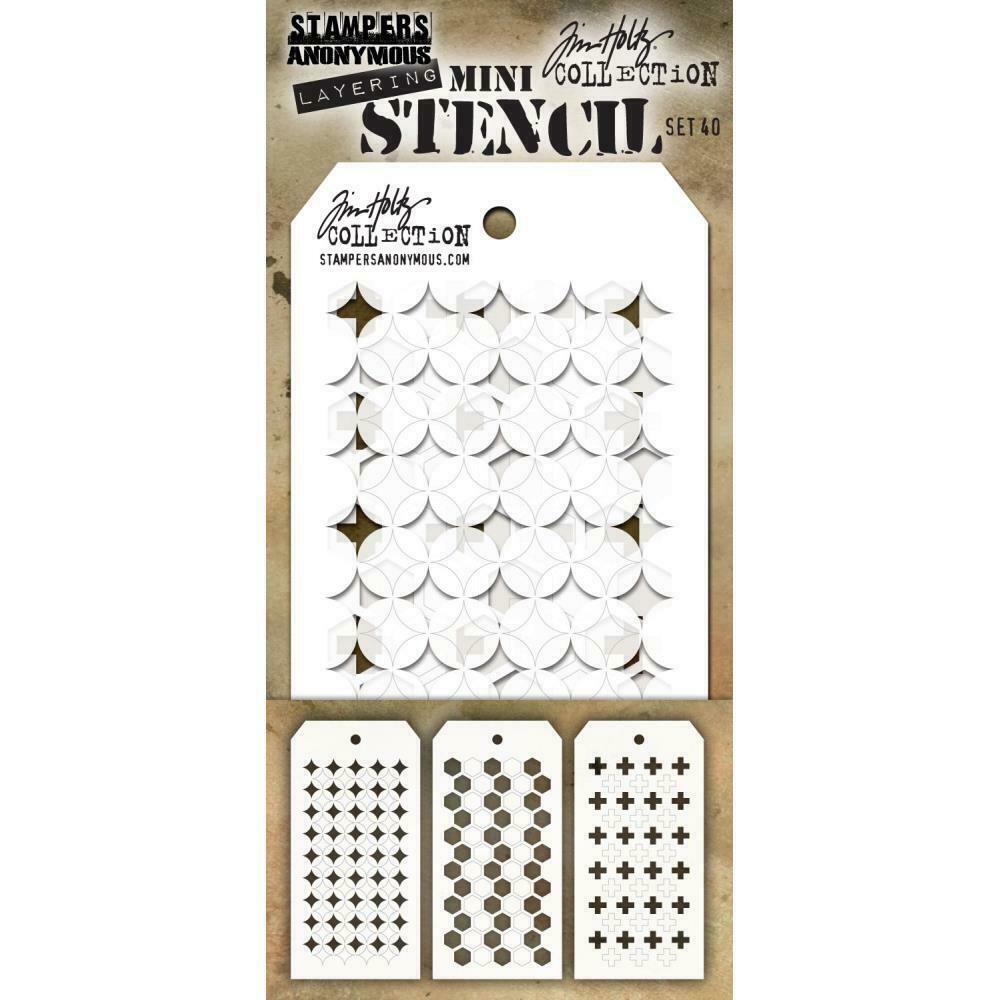Tim Holtz Collection Mini Layering Stencil Set 40 7cm x 13cm 3pc