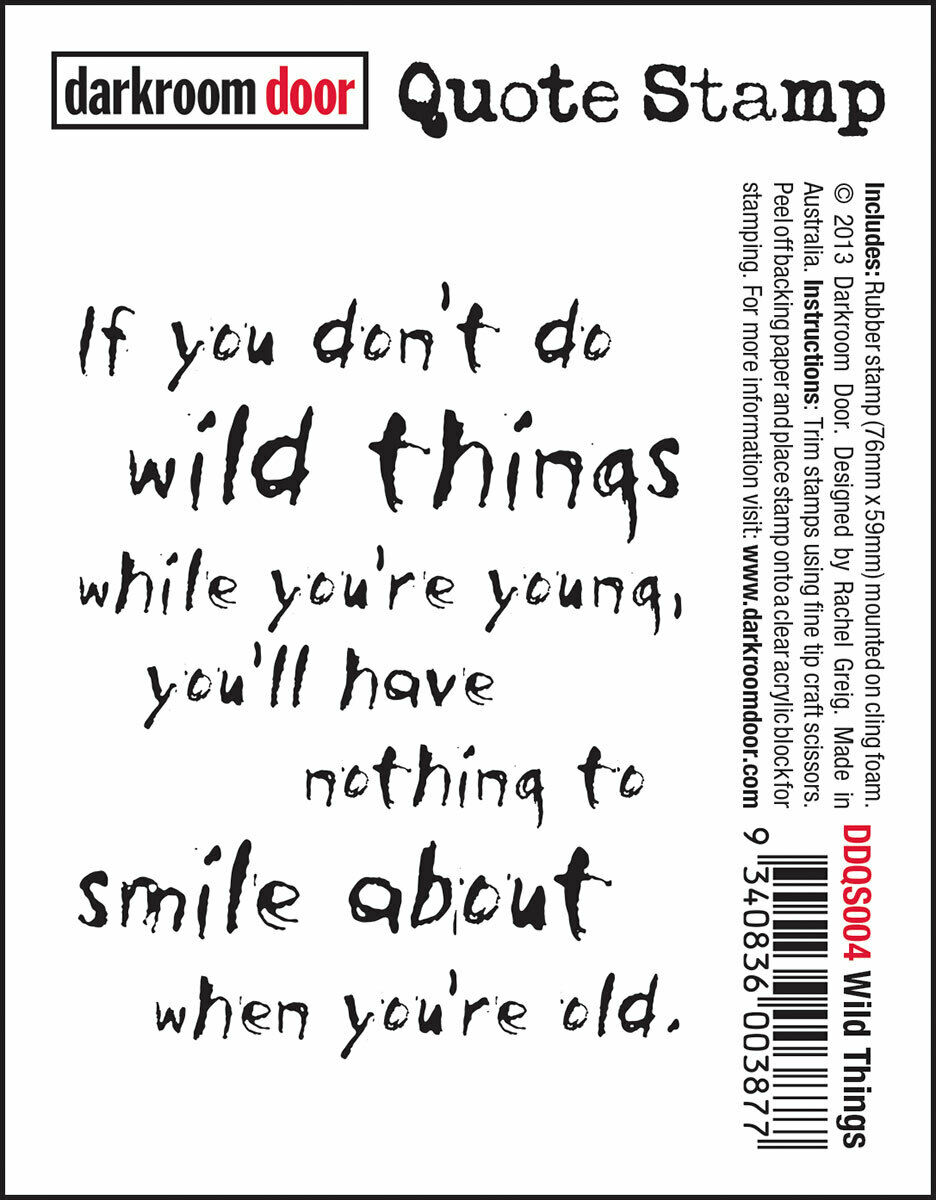 Darkroom Door Quote Rubber Stamp Wild Things 59mm x 84mm