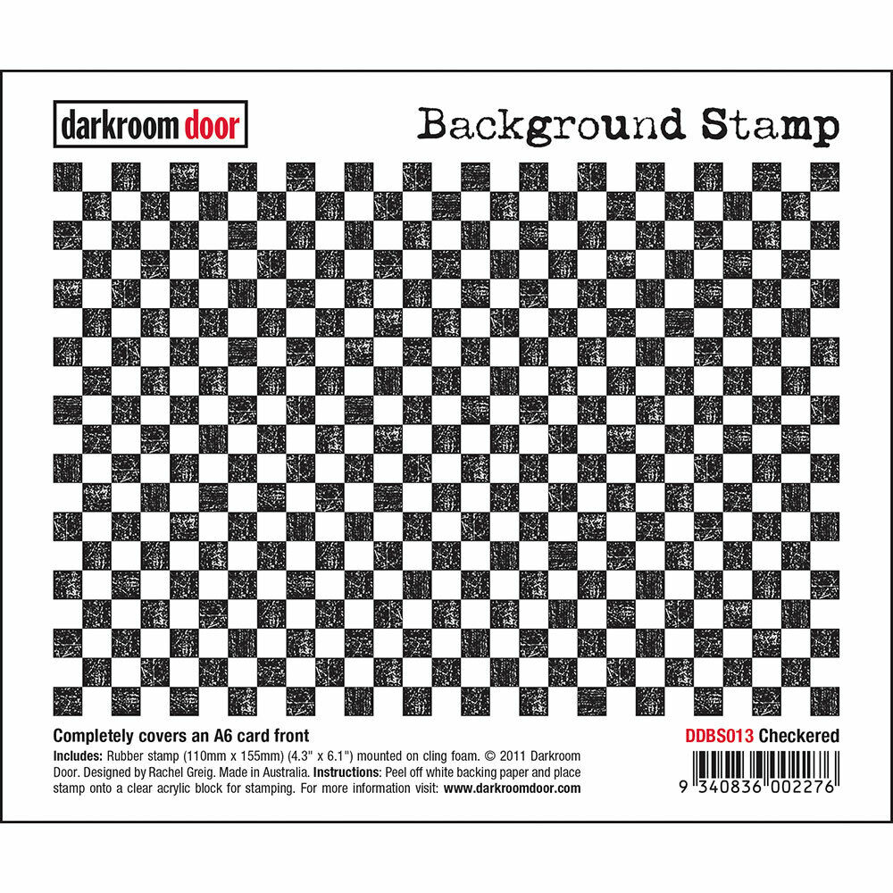 Darkroom Door Background Rubber Stamp Checkered 110mm x 155mm