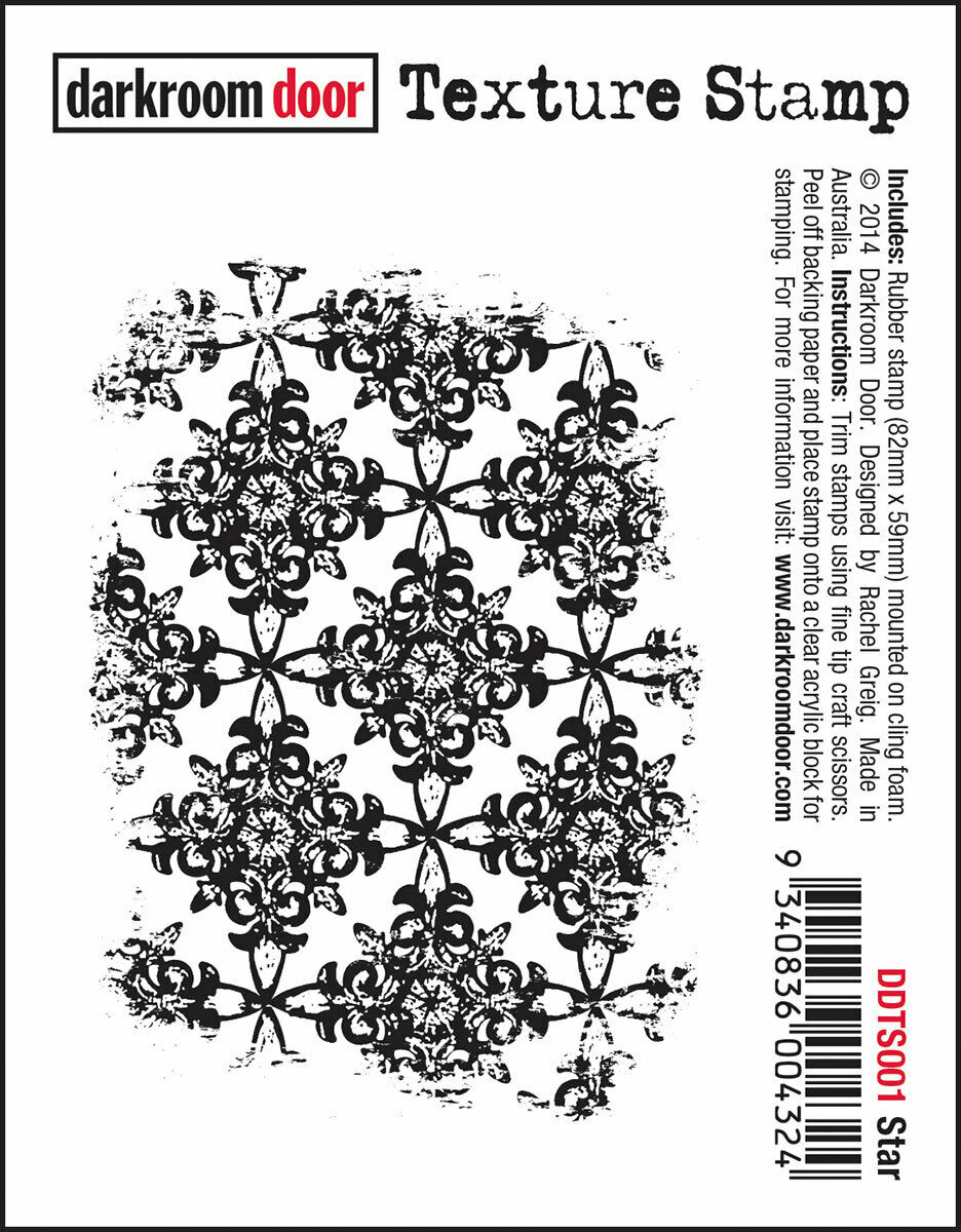 Darkroom Door Texture Rubber Stamp Star 59mm x 82mm