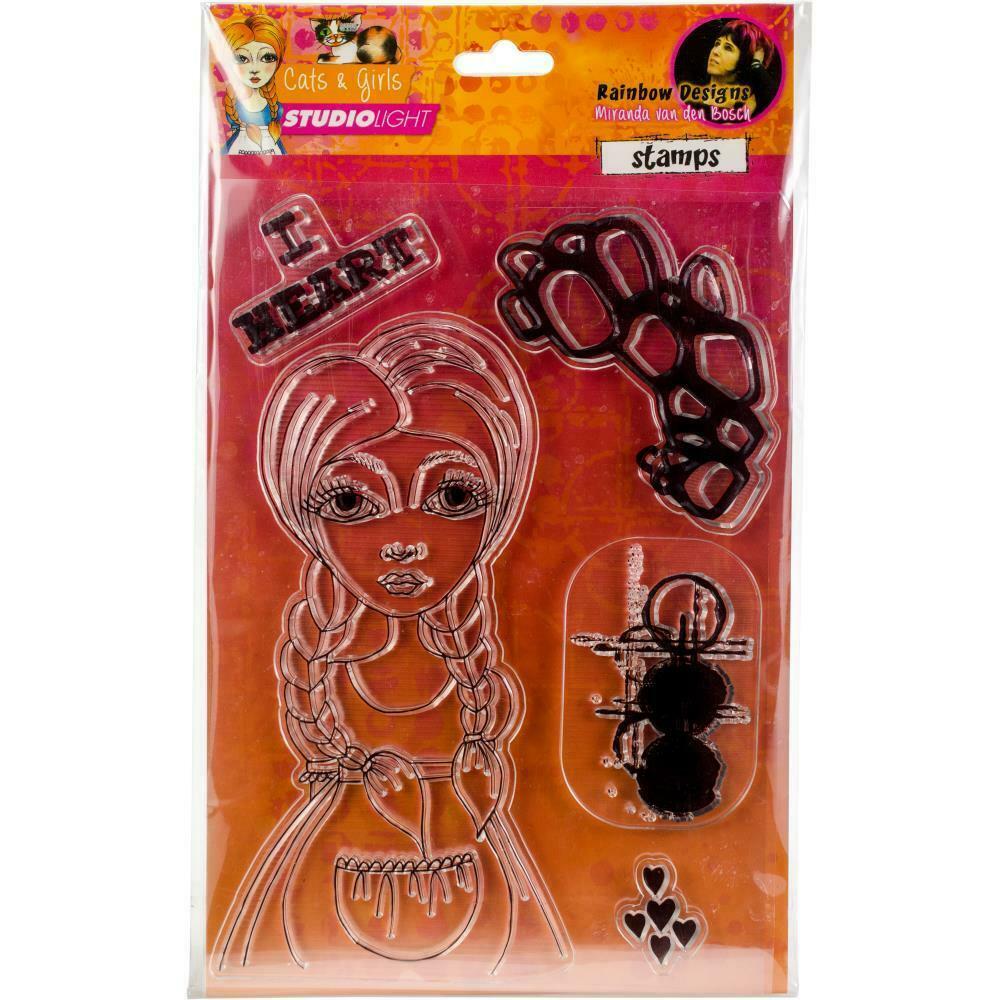 Studio Light Stamps Cats & Girls I Heart A5 - 5pc