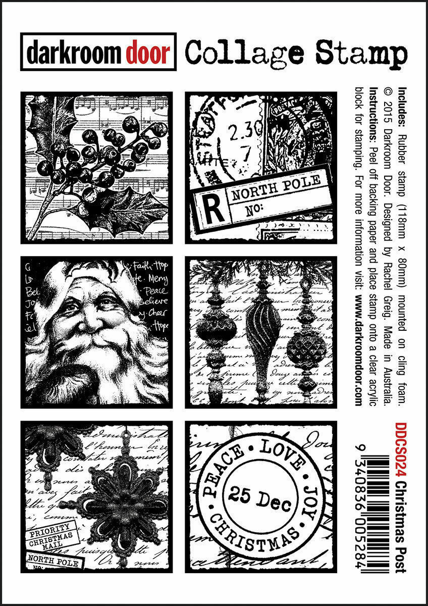 Darkroom Door Collage Rubber Stamp Christmas Post 118mm x 80mm