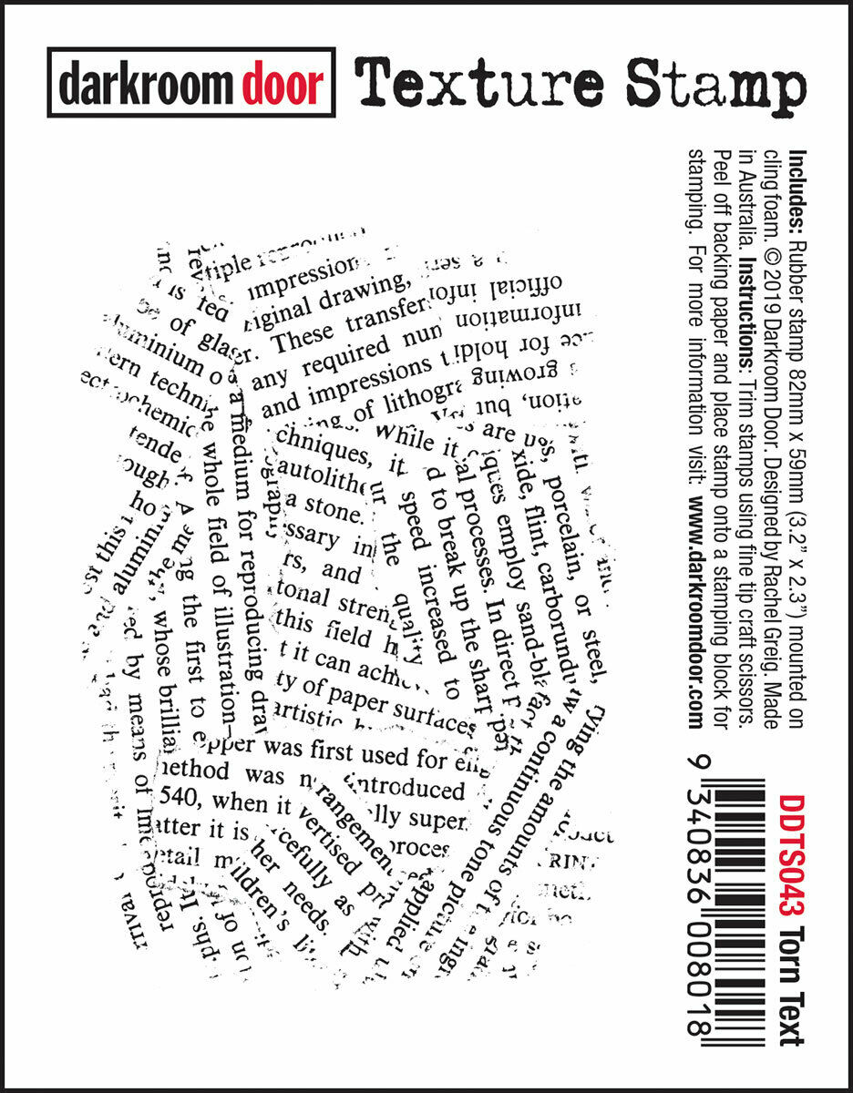 Darkroom Door Texture Rubber Stamp Torn Text 59mm x 82mm