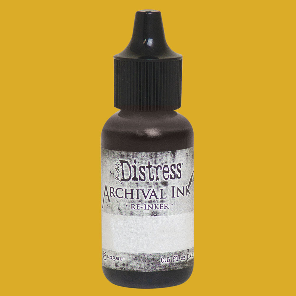 Tim Holtz Fossilized Amber Distress Archival Ink Reinker Refill 0.5oz / 14ml