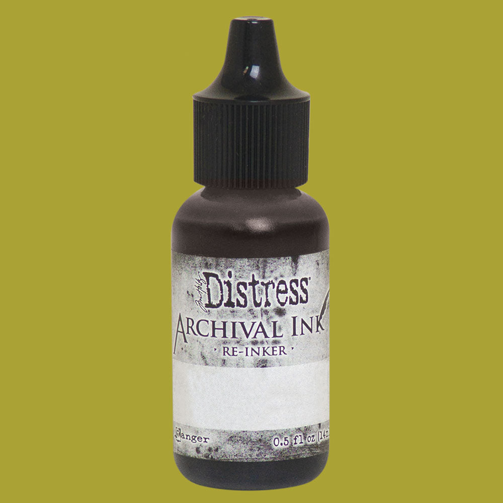 Tim Holtz Distress Archival Ink Crushed Olive Reinker Refill 0.5oz / 14ml