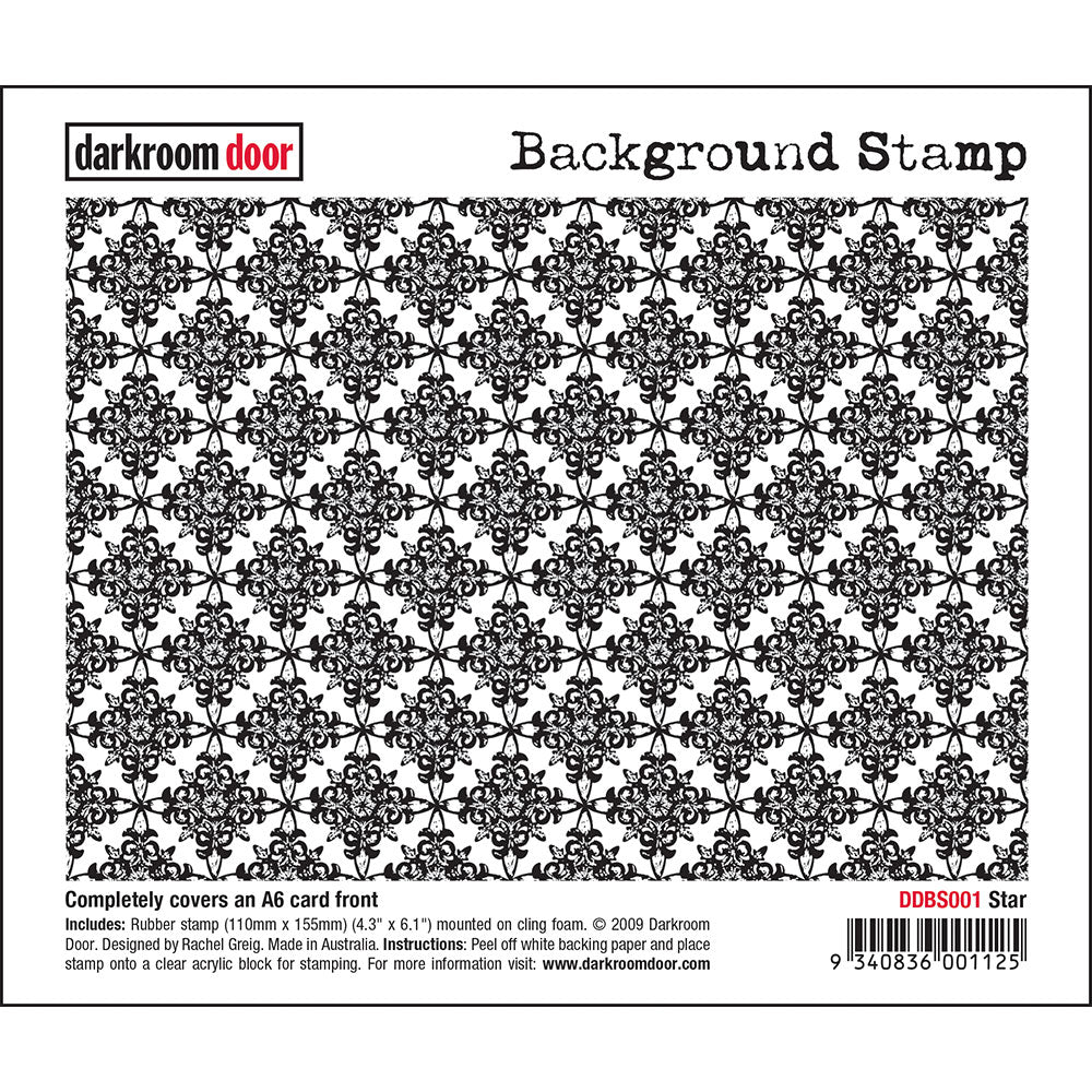 Darkroom Door Background Rubber Stamp Star 110mm x 155mm