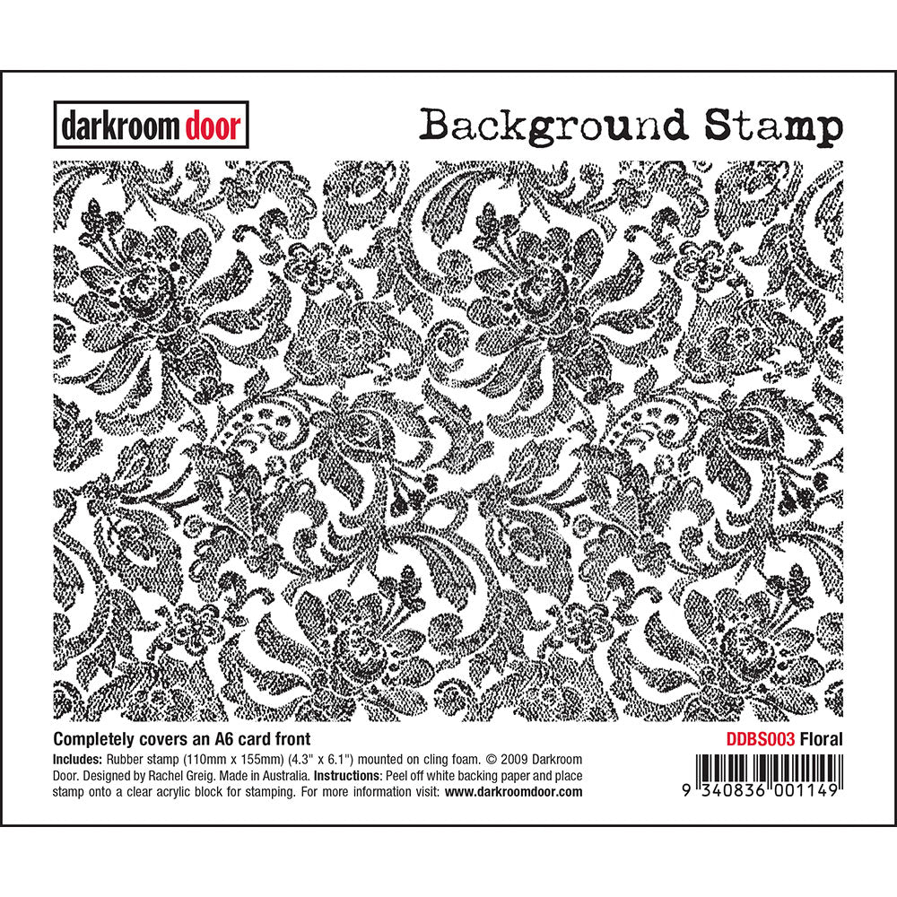 Darkroom Door Background Rubber Stamp Floral 110mm x 155mm