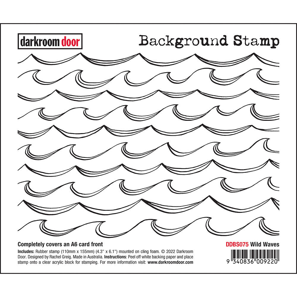 Darkroom Door Background Rubber Stamp Wild Waves 110mm x 155mm
