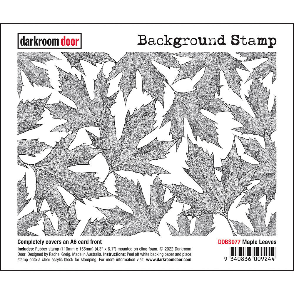 Darkroom Door Background Rubber Stamp Maple Leaves 110mm x 155mm