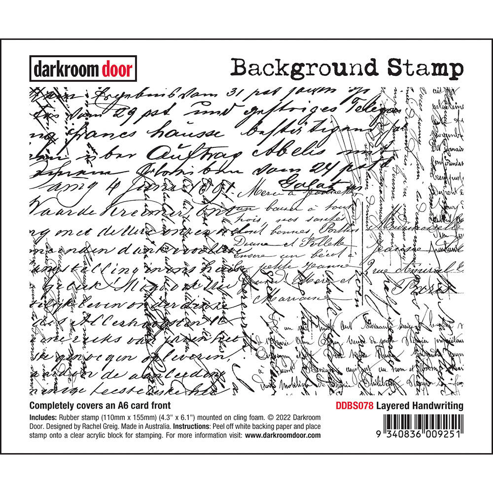 Darkroom Door Background Rubber Stamp Layered Handwriting 110mm x 155mm
